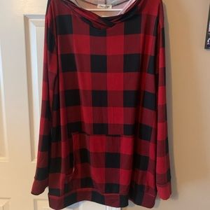 NWT Cream n Sugar 2X Buffalo plaid hoodie! Soft!